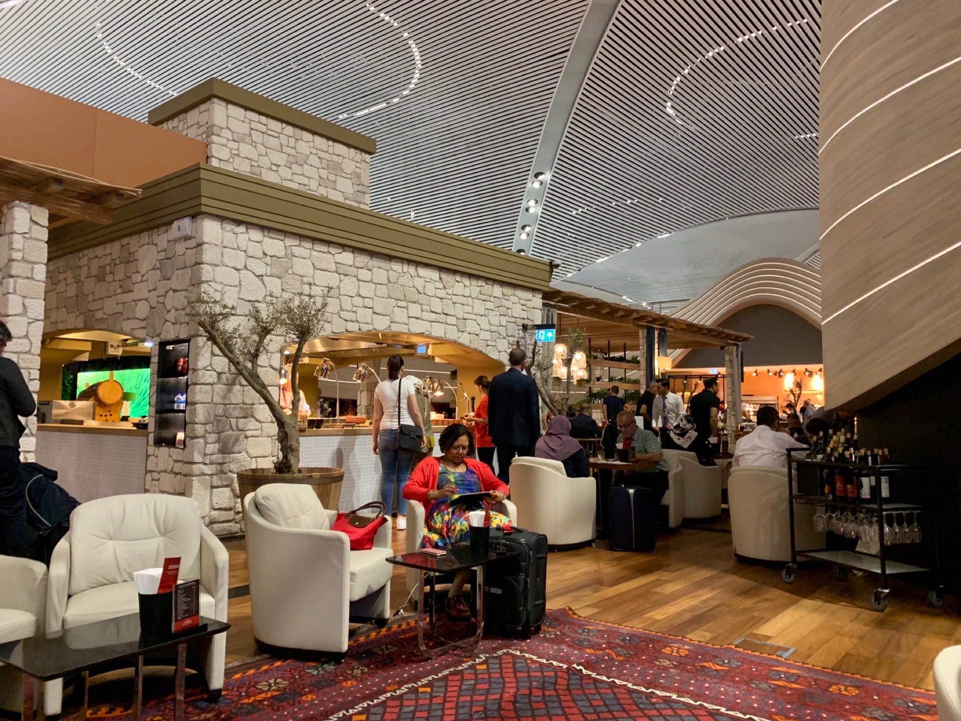 Interior of a Turkish Airlines international CIP lounge at Istanbul Airport