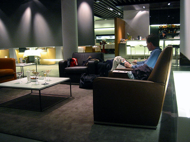 Seating area inside Lufthansa First Class Terminal at Frankfurt Airport
